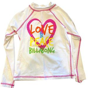 Billabong Vintage Love & Peace Longsleeves Girls Rashguard Medium Size Like New